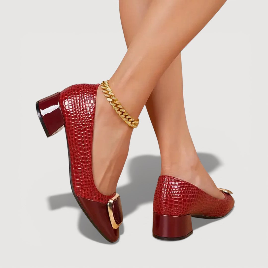 Livana™ | Tacones Cuadrados con Textura Croco