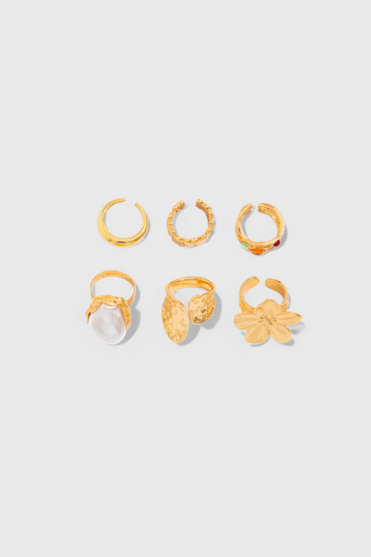 Anillo Abierto de Perla con Diseño de Flor Líquida