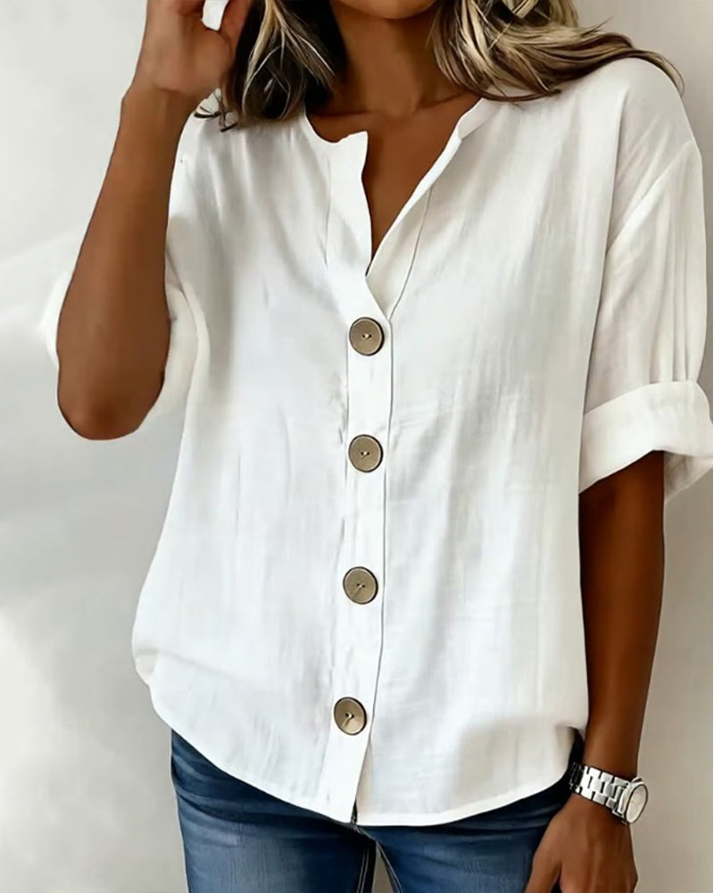 Blusa Mujer Algodón con Botones – Estilo Suelto y Comodidad Diaria