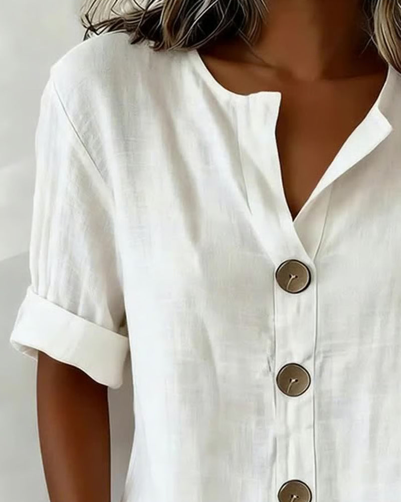 Blusa Mujer Algodón con Botones – Estilo Suelto y Comodidad Diaria