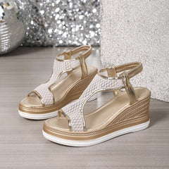 Elegantes sandalias sin cordones para mujer con tacón de cuña - Raúl & Sara Madrid