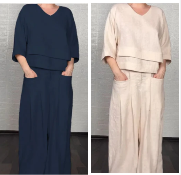 Conjunto de algodón y lino de 2 piezas - Raúl & Sara Madrid