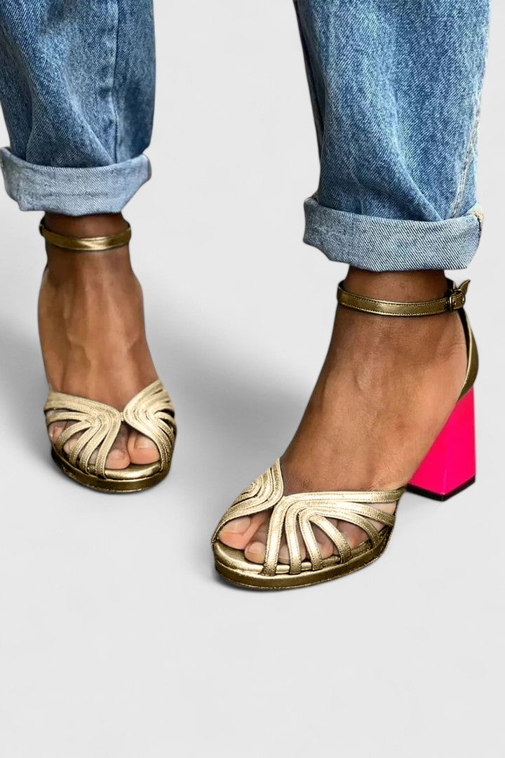 Almudena™ | Golden Heeled Sandal