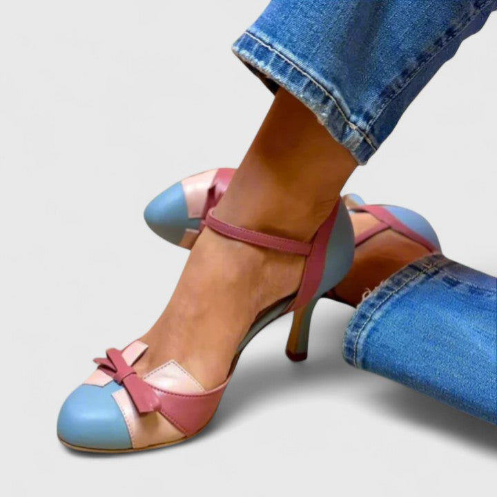 Aurora™ | Sandalia de Tacón con Lazo y Punta Bicolor