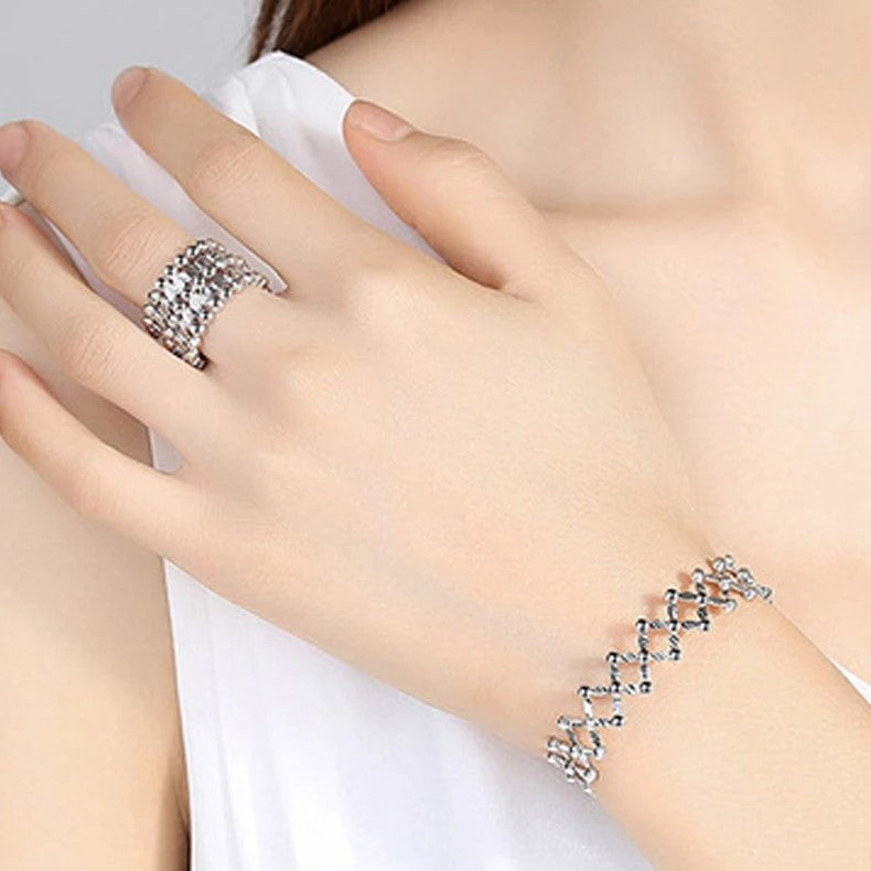 Diana - Conjunto de Anillo y Pulsera en Plata