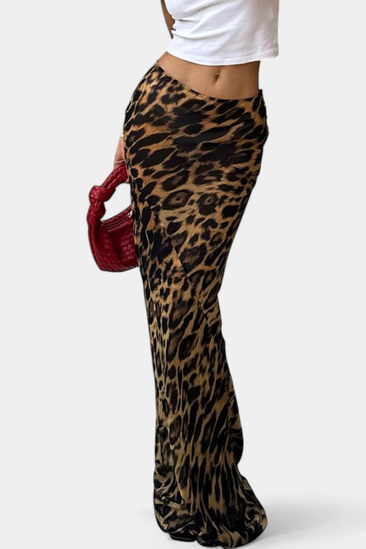 Maxi Falda Slim Elena con Estampado de Leopardo - Raúl & Sara Madrid