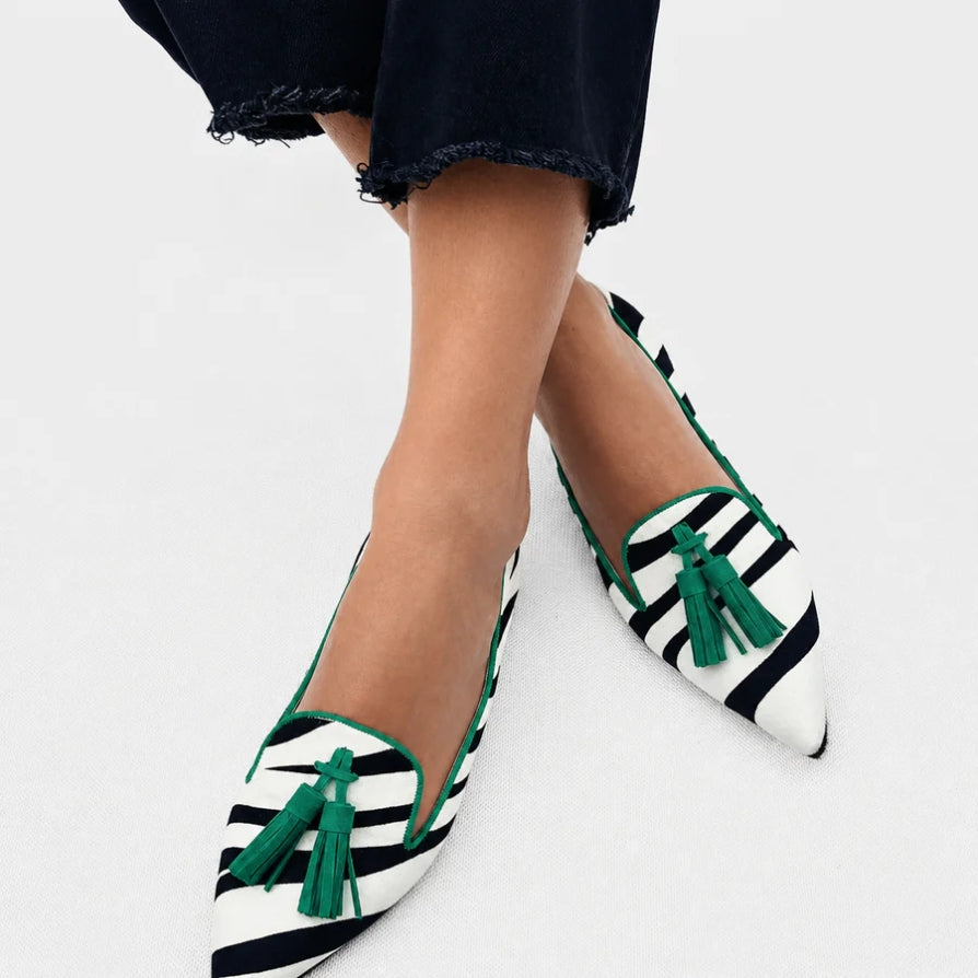 Escolástica · Mocasines Verde Cebra con Borlas - Raúl & Sara Madrid