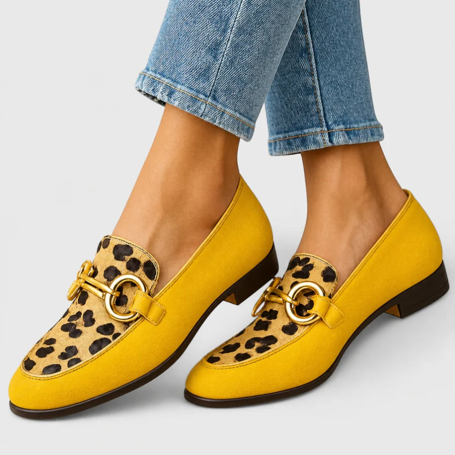 Casiana · Amarillo Mocasín con Estampado Animal - Raúl & Sara Madrid