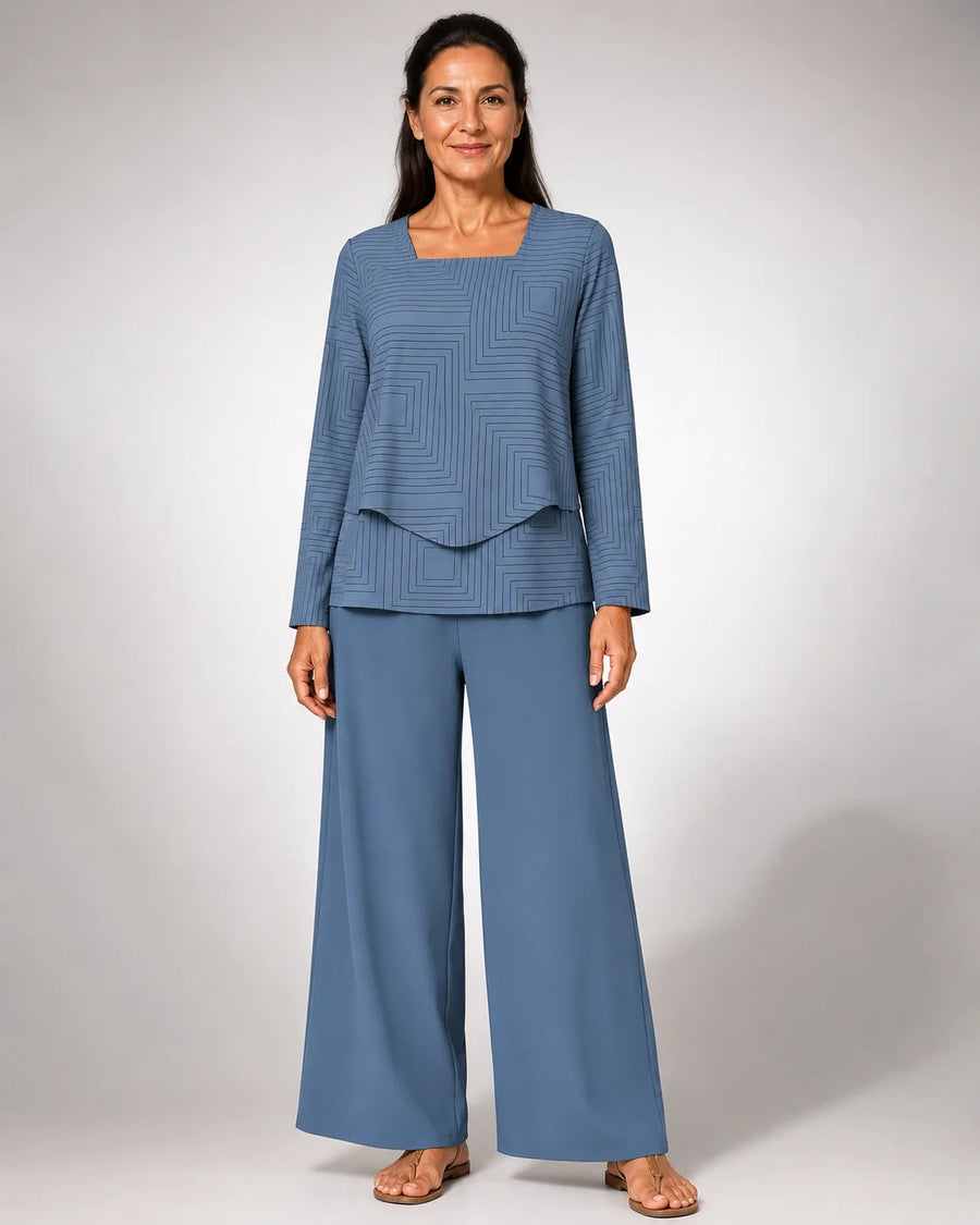 Celestina · Conjunto Azul con Cuello Cuadrado - Raúl & Sara Madrid
