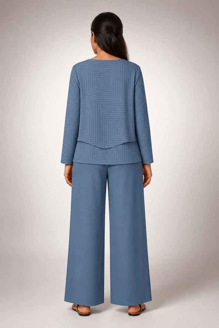 Celestina™ | Conjunto Azul con Cuello Cuadrado