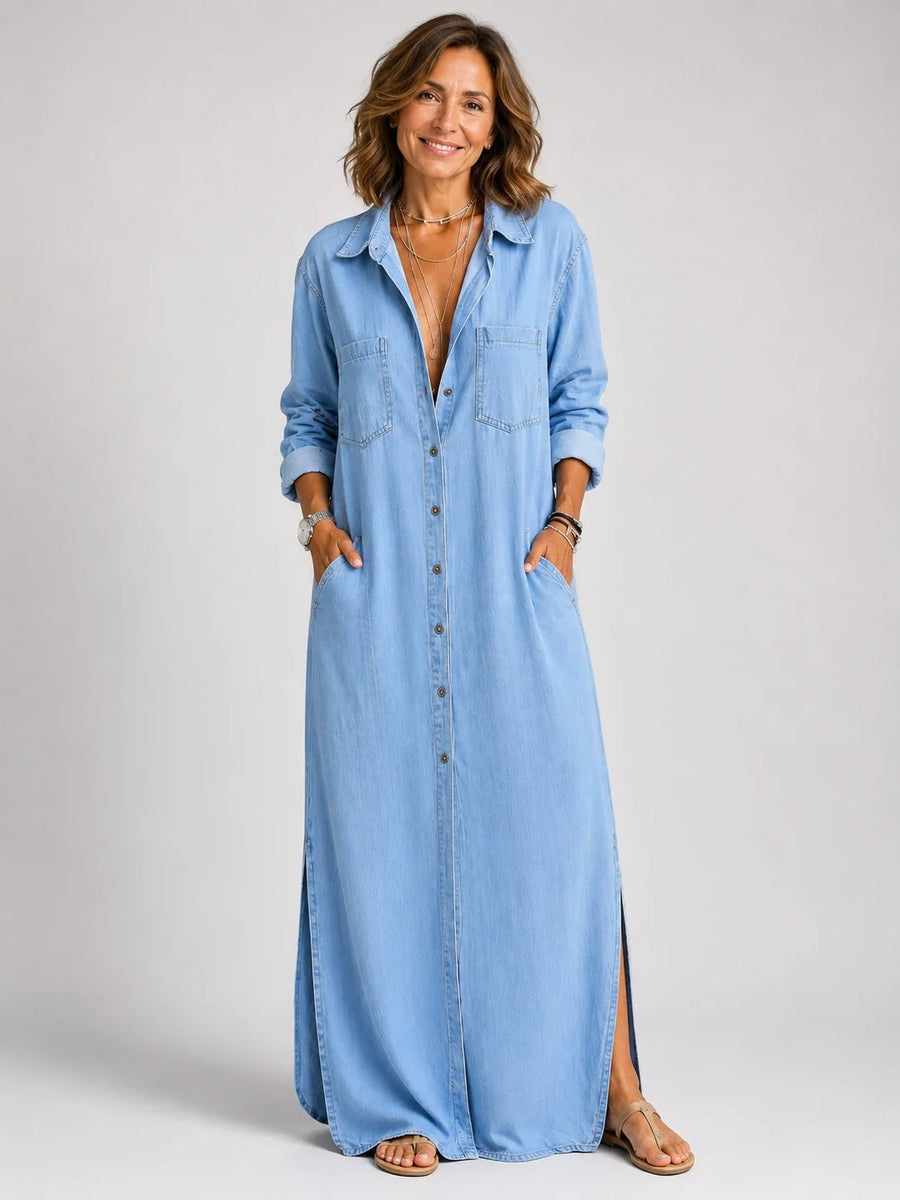 Valeriana · Maxi Vestido Camisero con Botones y Abertura - Raúl & Sara Madrid