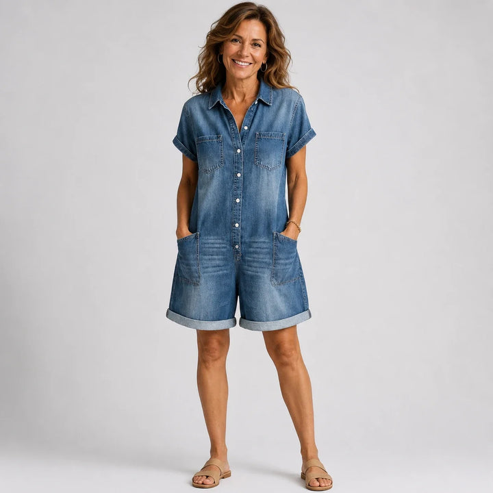 Cayetana™ | Conjunto Casual de Camisa y Short de Mezclilla