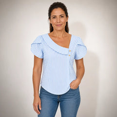Lola · Blusa Rayas con Escote Asimétrico - Raúl & Sara Madrid