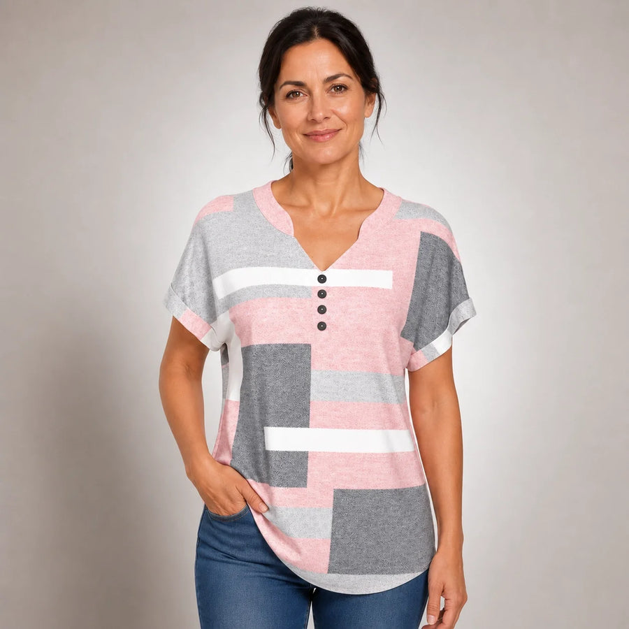 Macarena · Blusa de Color en Bloques con Escote en V - Raúl & Sara Madrid