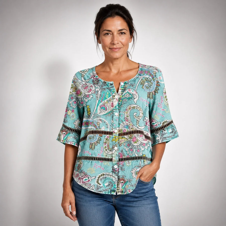 Consuelo · Camisa Vintage con Estampado Paisley y Mangas Tres Cuartos - Raúl & Sara Madrid
