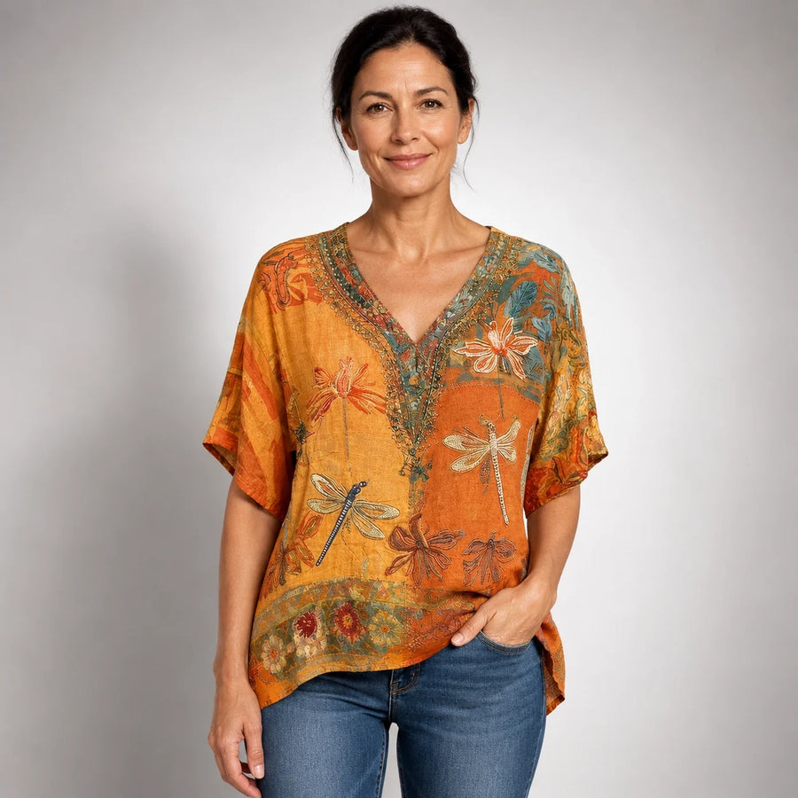 Adriana · Blusa Vintage con Diseño de Libélulas - Raúl & Sara Madrid