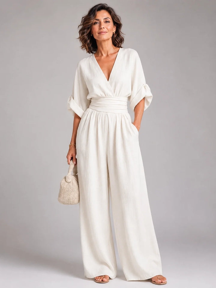 Eustaquia™ | Mono Largo Fluido con Escote en V Elegante