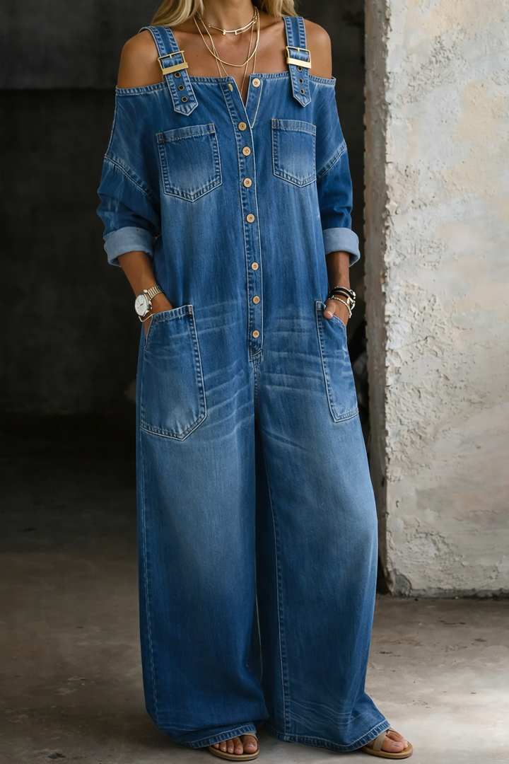 Nicolasa™ | Vestido Maxi de Jean con Hombros al Descubierto