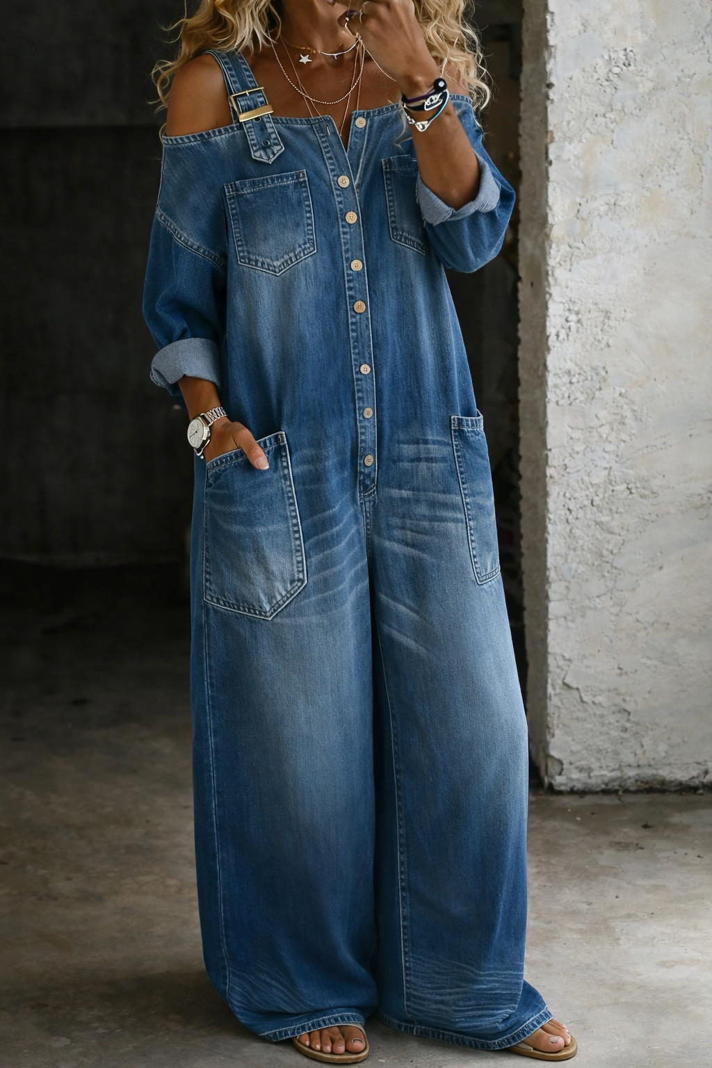 Nicolasa™ | Vestido Maxi de Jean con Hombros al Descubierto