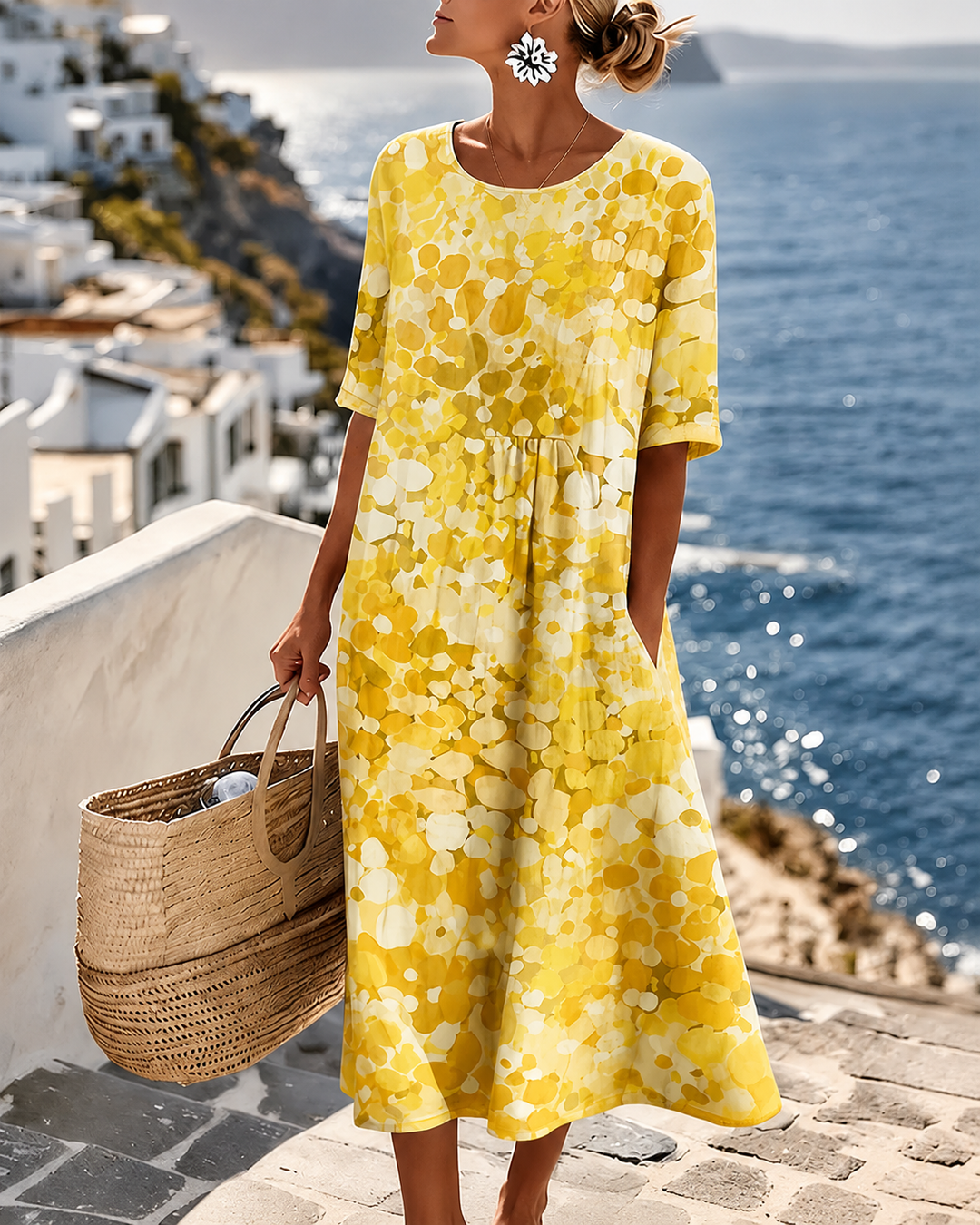 ELEGANTE VESTIDO MIDI DE FLORES PARA MUJERES