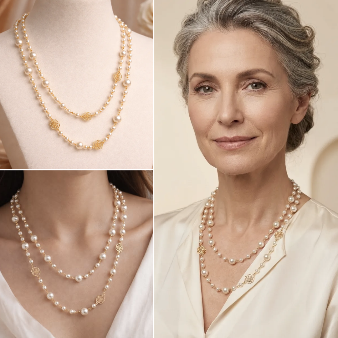 Darivienne™ Collar elegante de perlas con cadena dorada