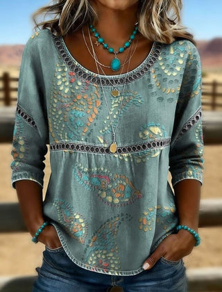 Pilar · Blusa Vintage con Elegante Estampado Étnico - Raúl & Sara Madrid