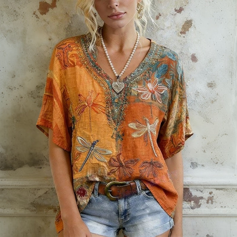 Adriana · Blusa Vintage con Diseño de Libélulas - Raúl & Sara Madrid