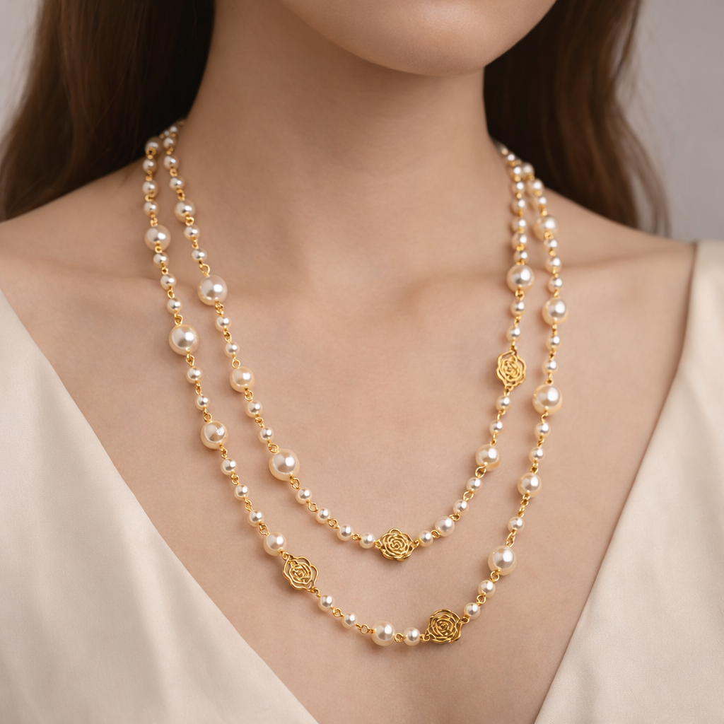 Darivienne collar elegante de perlas con cadena dorada - Raúl & Sara Madrid