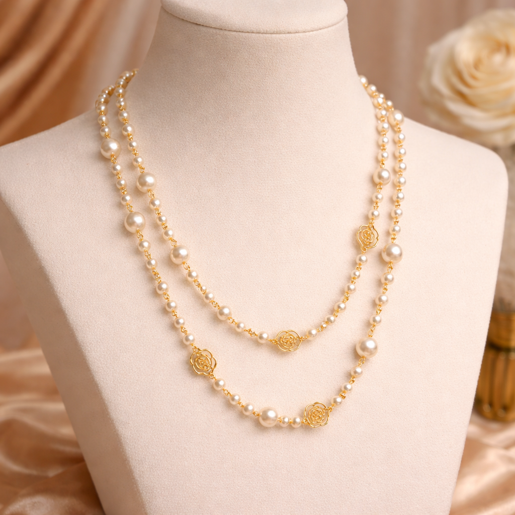 Darivienne collar elegante de perlas con cadena dorada - Raúl & Sara Madrid
