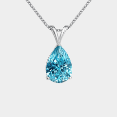 Collar de plata melina con colgante azul claro - Raúl & Sara Madrid