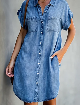 Venancia · Vestido corto tipo chemise de manga corta con botones - Raúl & Sara Madrid