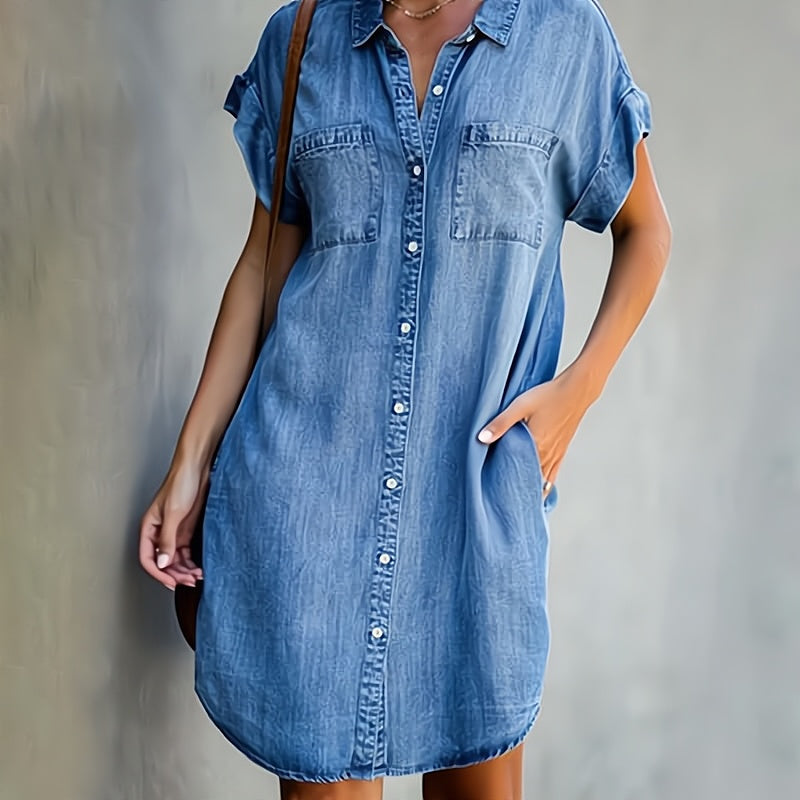 Venancia · Vestido corto tipo chemise de manga corta con botones - Raúl & Sara Madrid