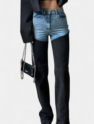 Mijie Jeans de Cintura Alta con Detalles de Patchwork y Corte Recto - Raúl & Sara Madrid