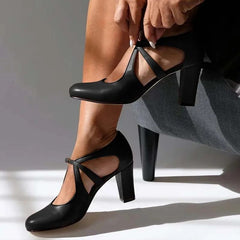 Herminia · Zapato de Piel con Tira y Tacón de Bloque - Raúl & Sara Madrid