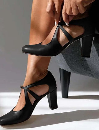 Herminia · Zapato de Piel con Tira y Tacón de Bloque - Raúl & Sara Madrid