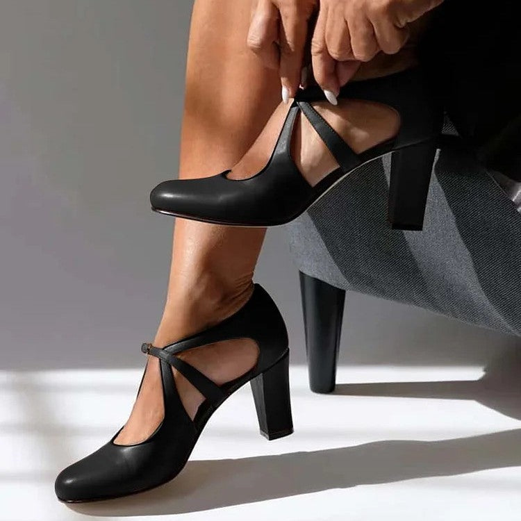 Herminia · Zapato de Piel con Tira y Tacón de Bloque - Raúl & Sara Madrid