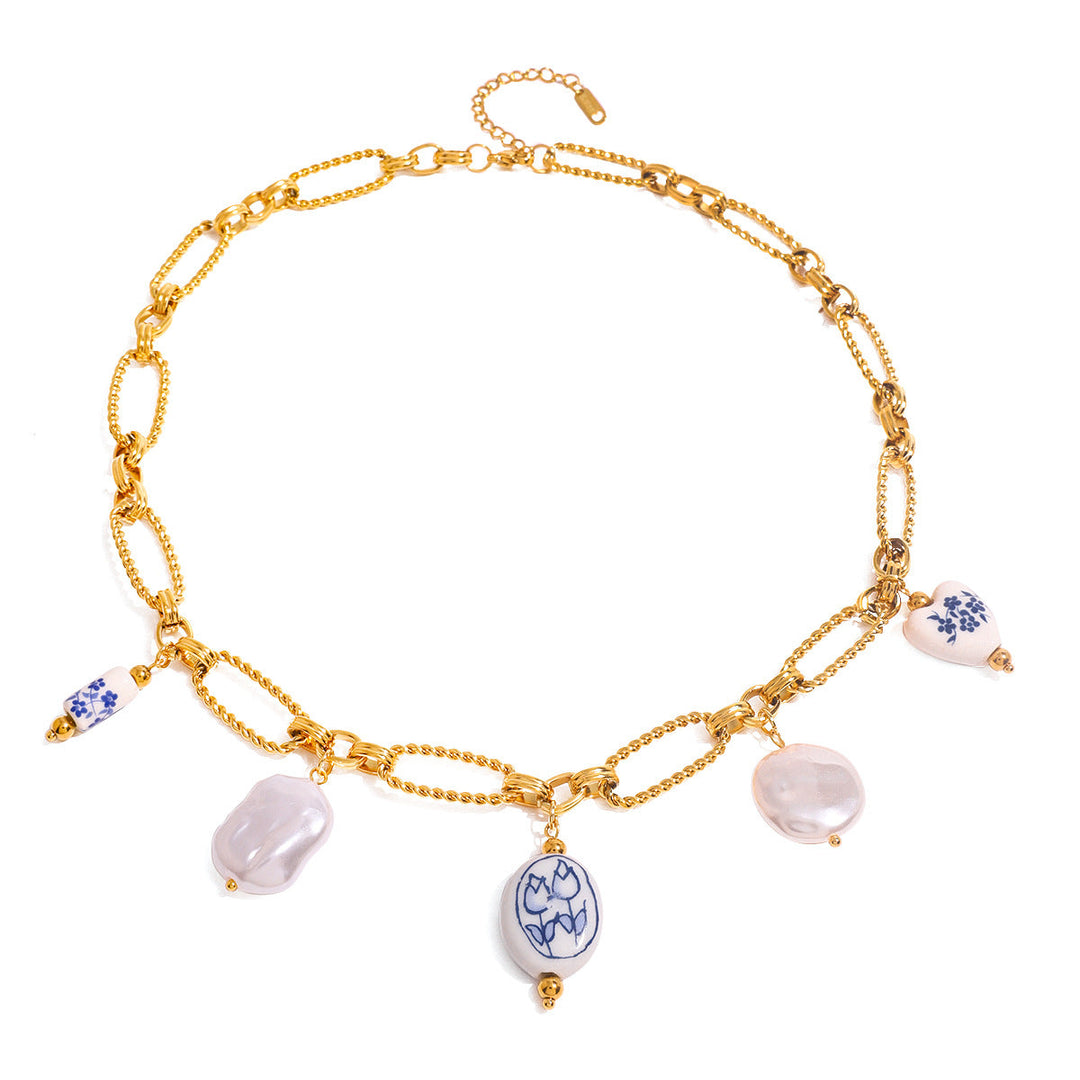 Lena - Collar de oro con adornos de piedra.