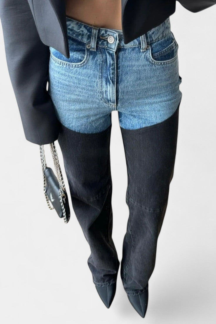 Mijie Jeans de Cintura Alta con Detalles de Patchwork y Corte Recto - Raúl & Sara Madrid
