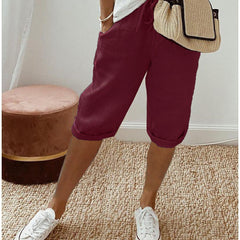 Pantalón capri informal de algodón y lino para mujer - Raúl & Sara Madrid