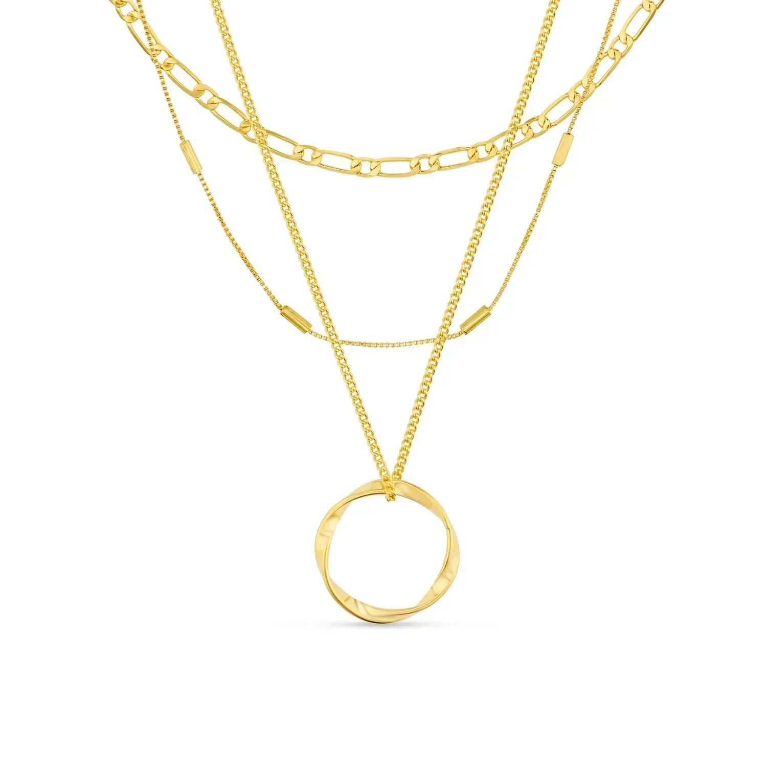 Collar dorado con colgante elegante y estructurado - Raúl & Sara Madrid