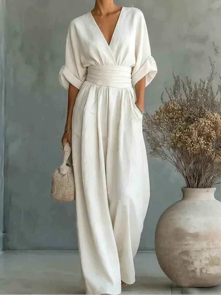 Eustaquia™ | Mono Largo Fluido con Escote en V Elegante
