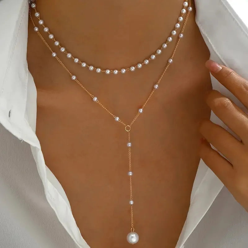 Collar de dos hileras de perlas con colgante - Raúl & Sara Madrid