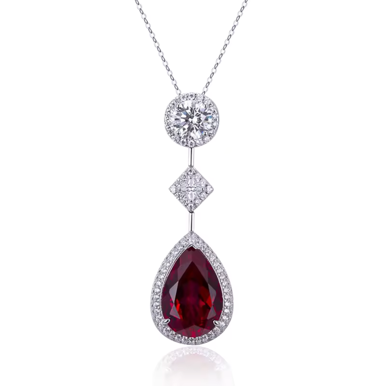 Colgante con rubí y elegante marco de cristales - Raúl & Sara Madrid