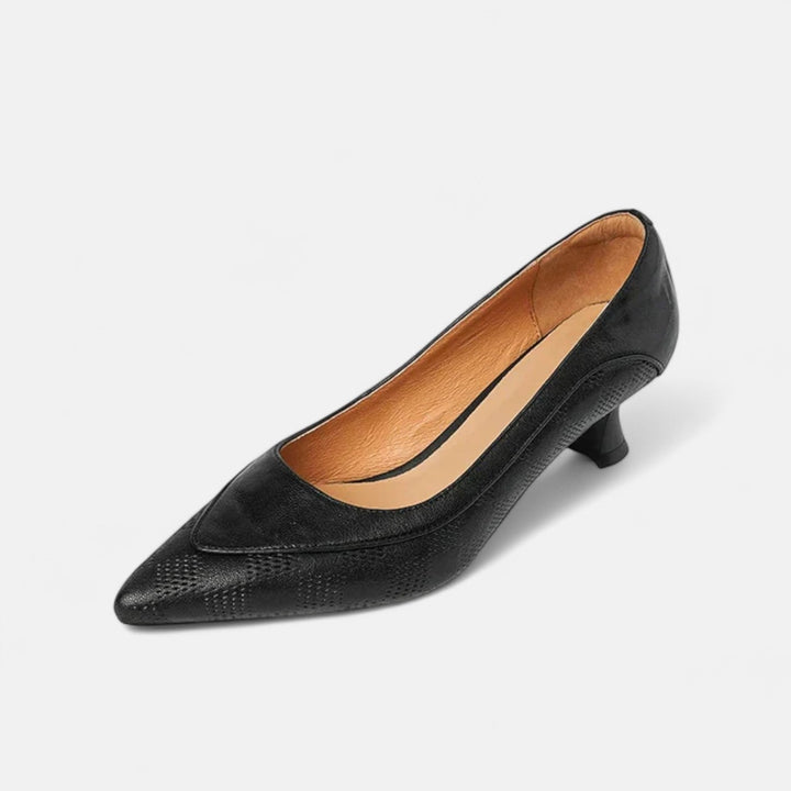 Regina™ | Textured Leather Kitten Heel Pumps