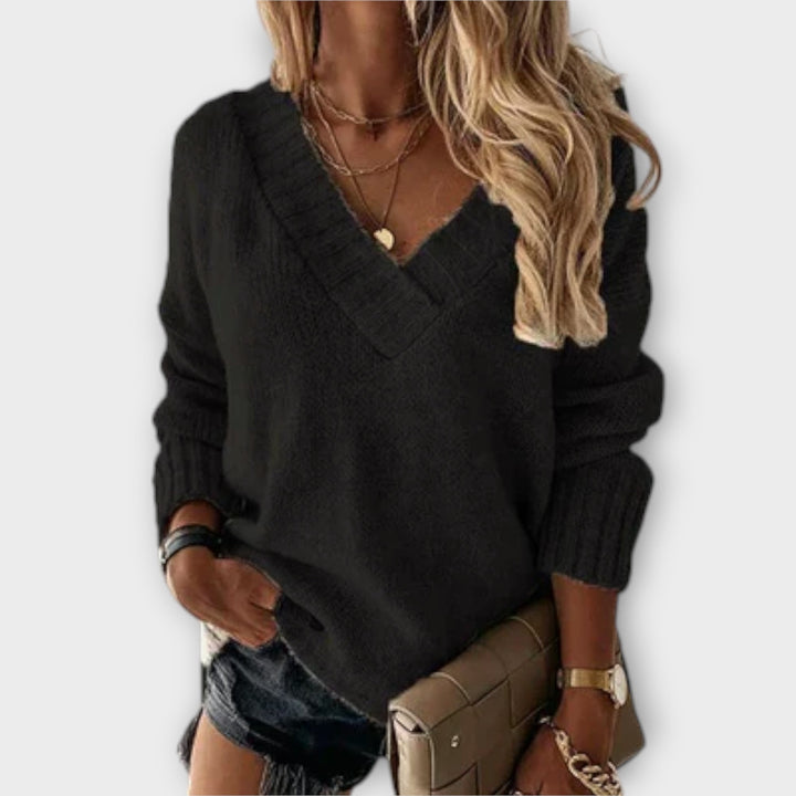 Jane | Cozy V-Neck Knit Sweater