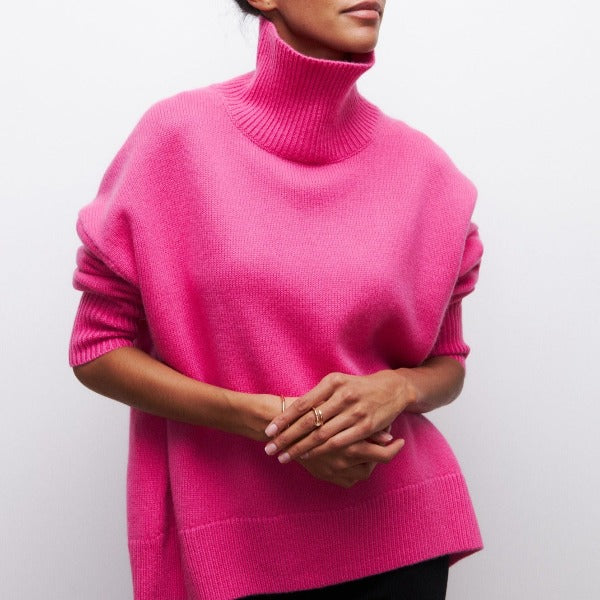 Katrielle - Snug High-Neck Knit Sweater