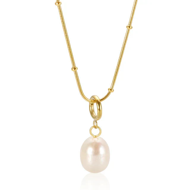 Pavlina – Collar dorado con colgante de perla elegante
