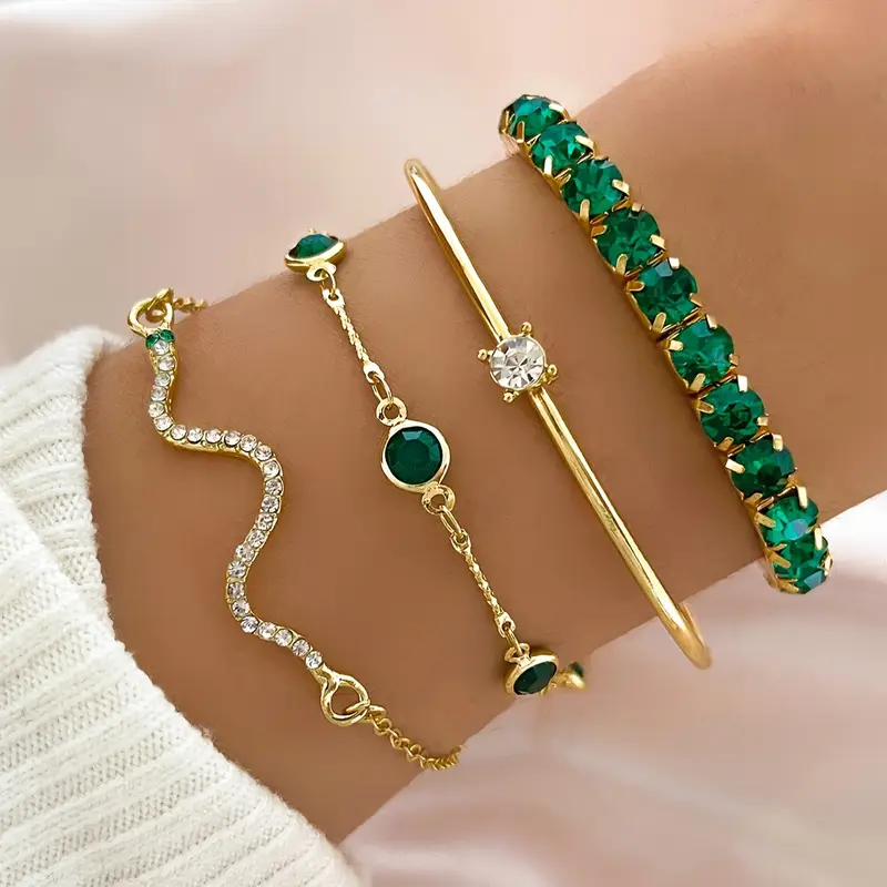 Conjunto de pulseras vintage con zirconia en tono verde - Raúl & Sara Madrid