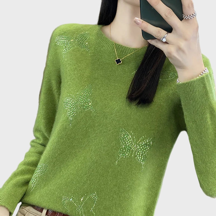 Butterfly-Patterned Knitted Turtleneck