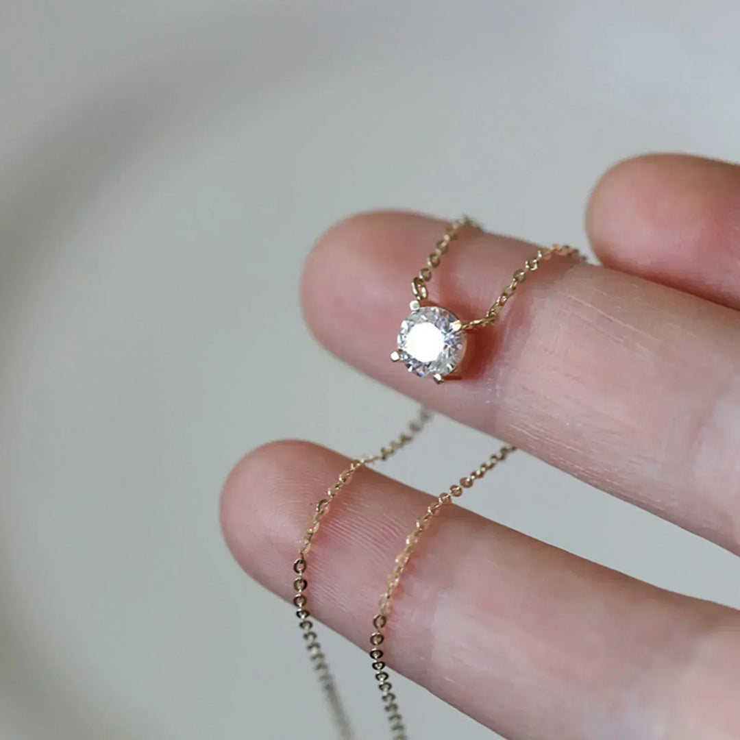 Rafaela - Collar de zirconio con baño de oro de 18K en plata